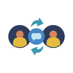Social interaction flat icon for communication, engagement, and online connection. Clean flat design suitable for apps, websites, UI, and modern digital platforms.