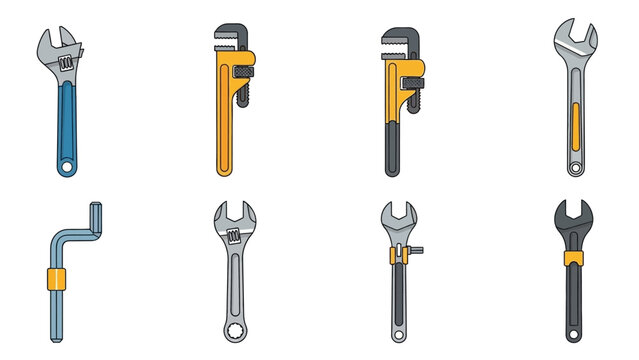 Collection of various adjustable wrenches.