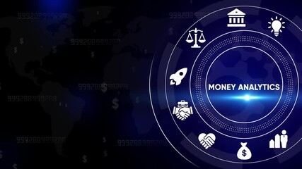 Money Analytics Concept with Financial and Data Visualization on Dark Background financial analysis - Powered by Adobe