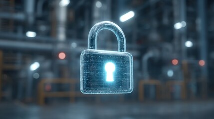 Digital Concept of Glowing Padlock Representing Security and Privacy in Futuristic Technology Environment