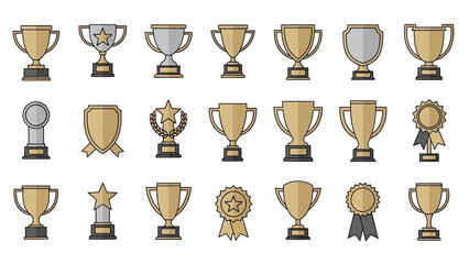 Collection of various trophy icons.