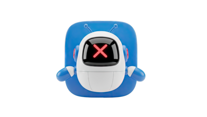 Cute Robot with Red X on Screen
