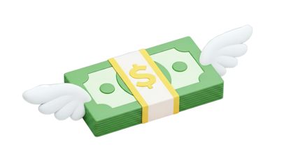 Flying Money Stack with Wings