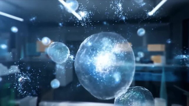 3D peptide molecules bonds, dynamic molecular structures, cosmetic nanoscience, anti-aging skincare molecules interacting stylized skin layers, glowing biomedical cinematic copy space for text, 4K UHD