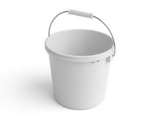Empty white plastic bucket with handle