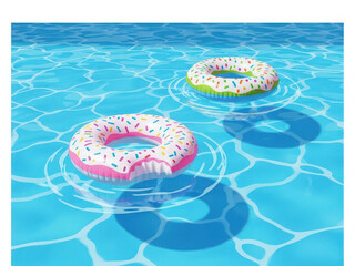 Playful donut-shaped pool floats in sparkling blue water