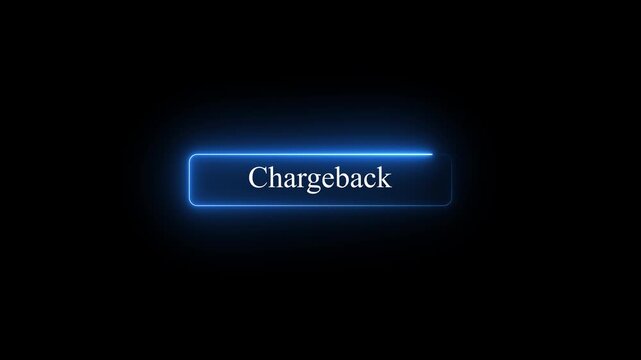 Neon Chargeback Button Animation on Black Background, Looping UI Element for Membership, Billing, SaaS, Fintech, Secure Digital Payment