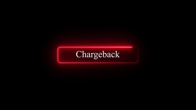 Neon Chargeback Button Animation on Black Background, Looping UI Element for Membership, Billing, SaaS, Fintech, Secure Digital Payment