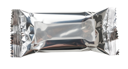 Foil-wrapped candy bar on a white background