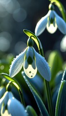 Snowdrop Flower Flowers Mobile Wallpaper Featuring Pure White Blooms, Soft Spring Light, Minimalist Elegance, and a Calm Botanical Mood for Phones