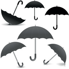 Black and White Simple flat umbrella icon, Nice umbrella isolated on white background.