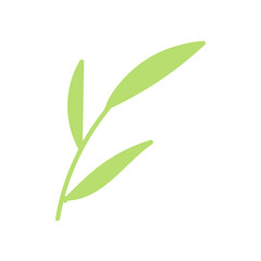 Obraz premium Hand drawn green leaf branch illustration isolated on a transparent background