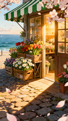 Obraz premium flower shop in the city