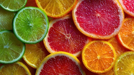 Colorful citrus fruit slices vibrant healthy food