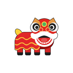 Lion Dance Flat Vector Illustration
