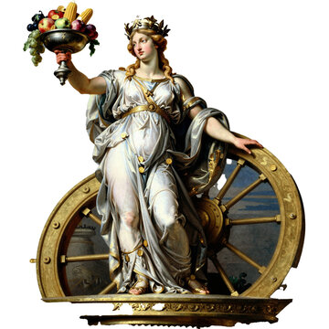 Epic depiction of Tyche, Greek goddess of fortune and prosperity