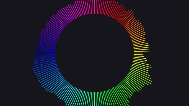 Full circular audio equalizer with dynamic pulsing spectrum. Perfect for music videos, live stream overlays, intros, and artistic projects.