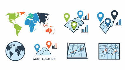 Global Business and Travel Planning with Location and Map Icons