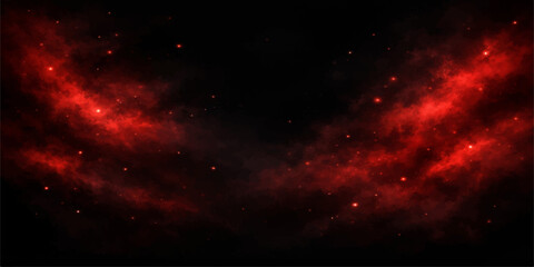 Vibrant red nebula in deep space with stars © HooD