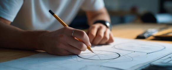 graphic designer creating concepts using a stylus on a digital tablet