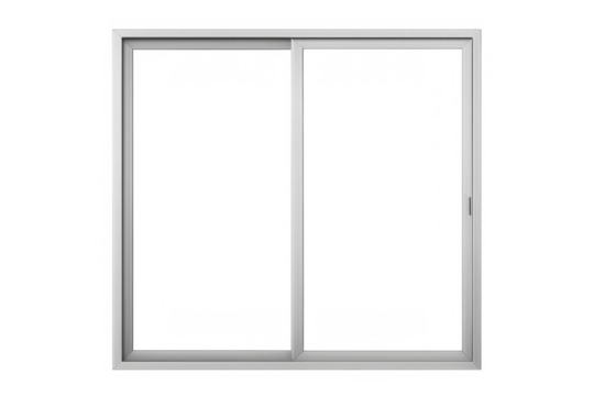Sliding glass window with white aluminum frame, transparent background, house or office interior architecture element - Powered by Adobe