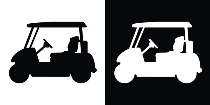 golf cart silhouette vector, Golf car icon