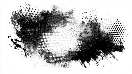 Distressed overlay texture in black and white showcasing halftone grunge style with abstract effects of urban design