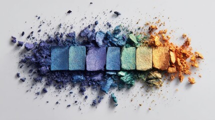 Colorful crushed makeup eyeshadow palette gradient