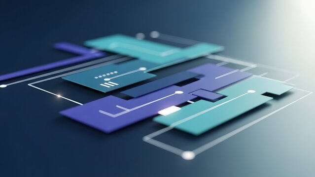 Abstract digital network with interconnected geometric shapes representing data flow and technology. - Powered by Adobe