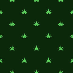 Seamless pattern with realistic cannabis leaf isolated on color background