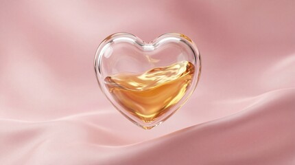 golden heart on a pink background
