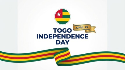togo independence day background with round emblem of the national flag on white space bold typography with the text clean modern design copy space