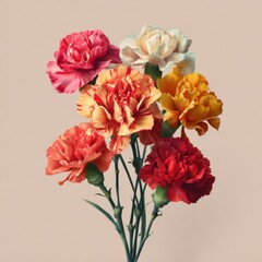 Vibrant bouquet of carnation flowers colorful petals