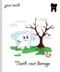 Funny teeth dentistry and health tooth root damage.eps