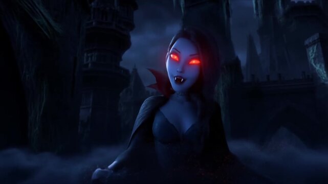 Close-up terrifying witch face emerging dark haunted forest night. Eyes glowing green, wrinkled mystical skin, jagged teeth, low fog, floating magical sparks crows flying dark fantasy Halloween horror