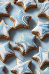 Star-shaped iced cookies