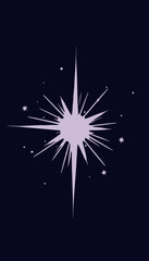 Fototapeta premium Radiant white star shining brightly in a dark night sky with sparkling smaller stars creating a celestial and cosmic ambiance of wonder and serenity