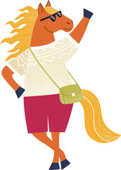 Cool Horse Traveler Character Illustrations