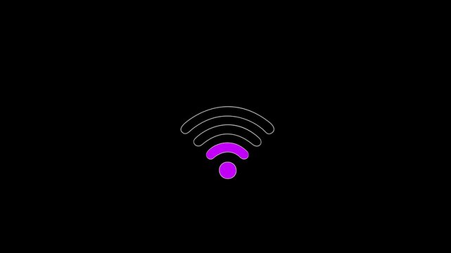 Wireless signal symbol animation. Wi-fi connection variation animation. Alpha channel. icon, rss, symbol, internet, web, wifi, button, wireless, communication