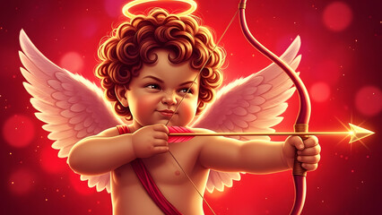 Stupid cupid valentine's day mischievous cherub with bow and arrow spreads love and chaos