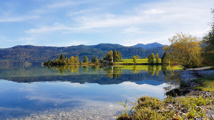 Walchensee, often called the “Caribbean of Bavaria,” known for its striking turquoise water and...