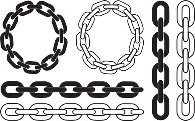 Chain Link Vector Set for Industrial and Decorative Design. 