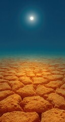 Underwater sunlit cracked earth