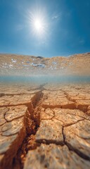 Underwater view of cracked earth