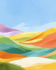 Colorful hills under a vibrant sky