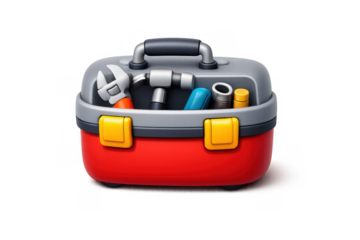 Cartoon toolbox icon for construction and repair design projects