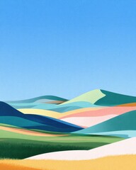Abstract landscape with layered hills