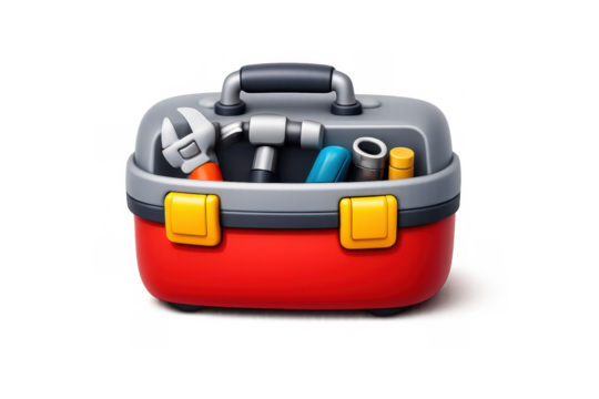 Cartoon toolbox icon for construction and repair design projects - Powered by Adobe