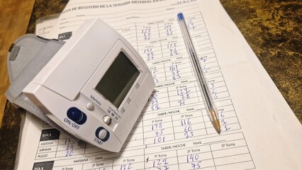 Wrist blood pressure monitor recording health data and medical report