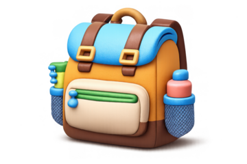 Colorful cartoon backpack design for kids' accessories and school supply themes